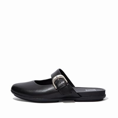 Fitflop Allegro Buckle Leather - Flache Schuhe Damen - Schwarz (EAX167408)